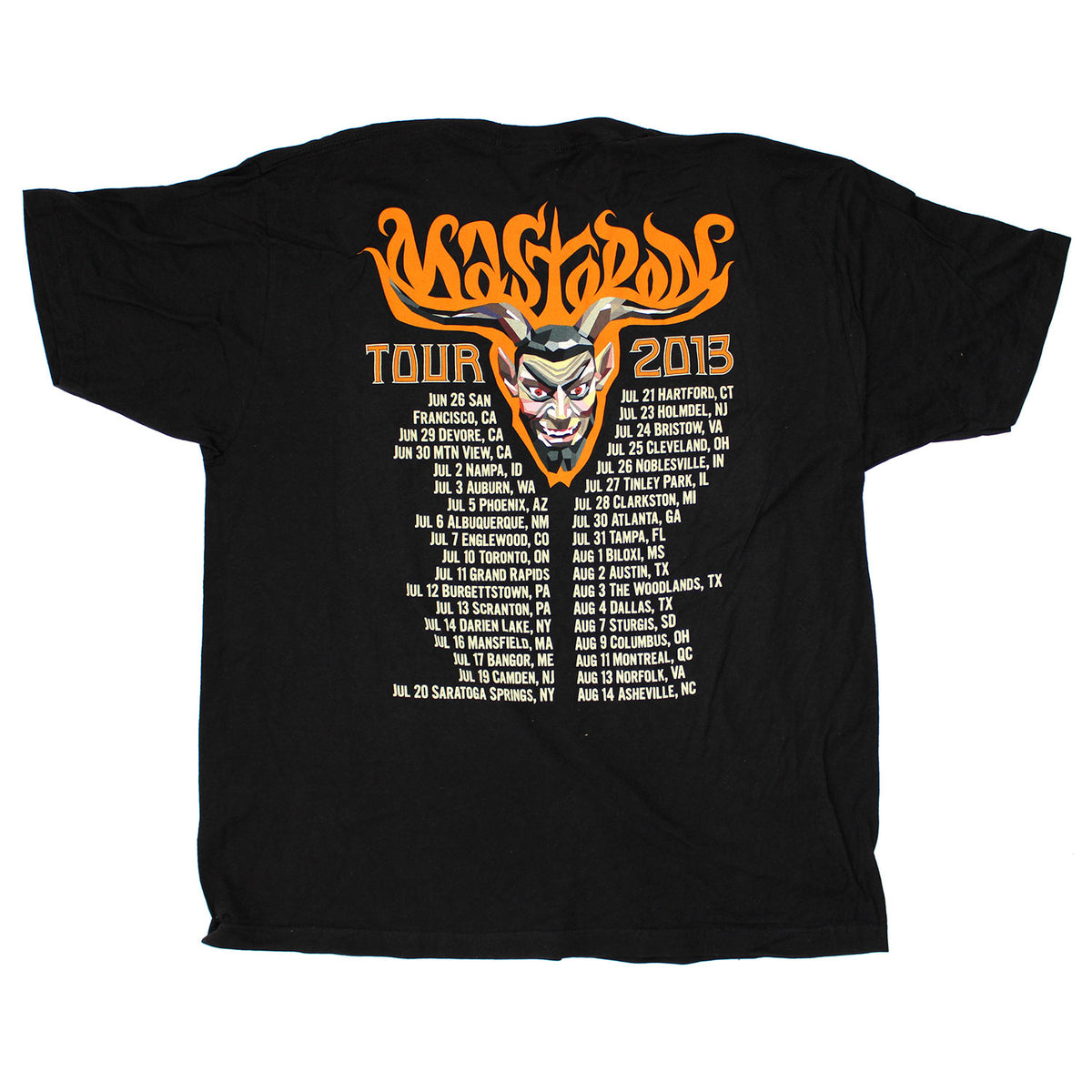 Mastodon Devil 2013 Tour City Info San Francisco - Ashville T-shirt Back