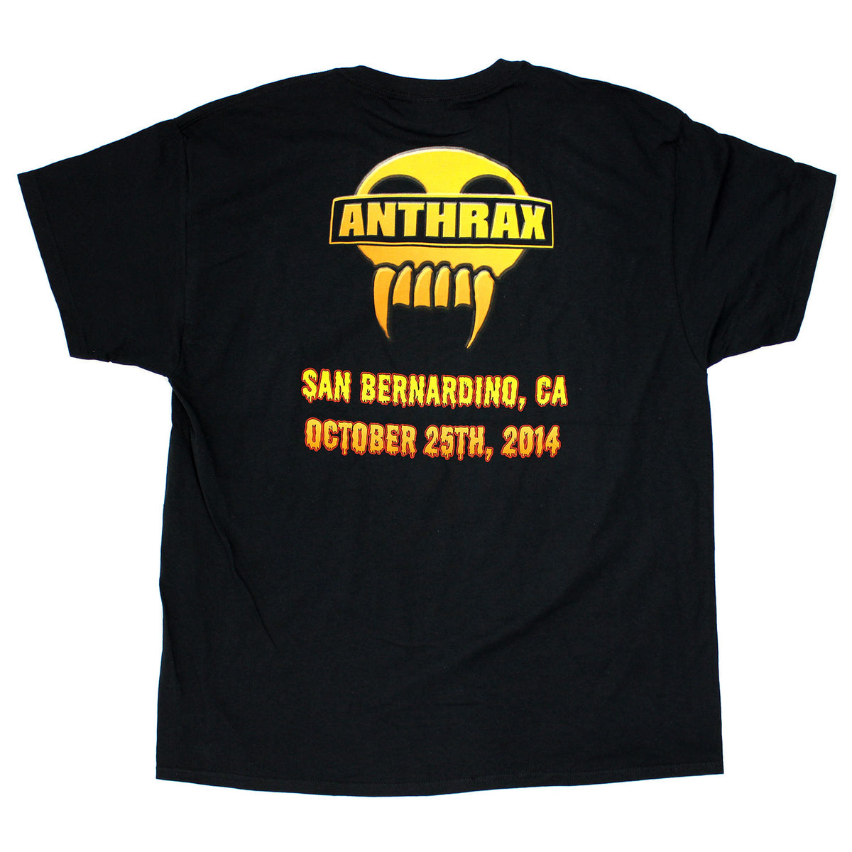 Anthrax San Bernardino, CA October 25th, 2014 T-shirt Back