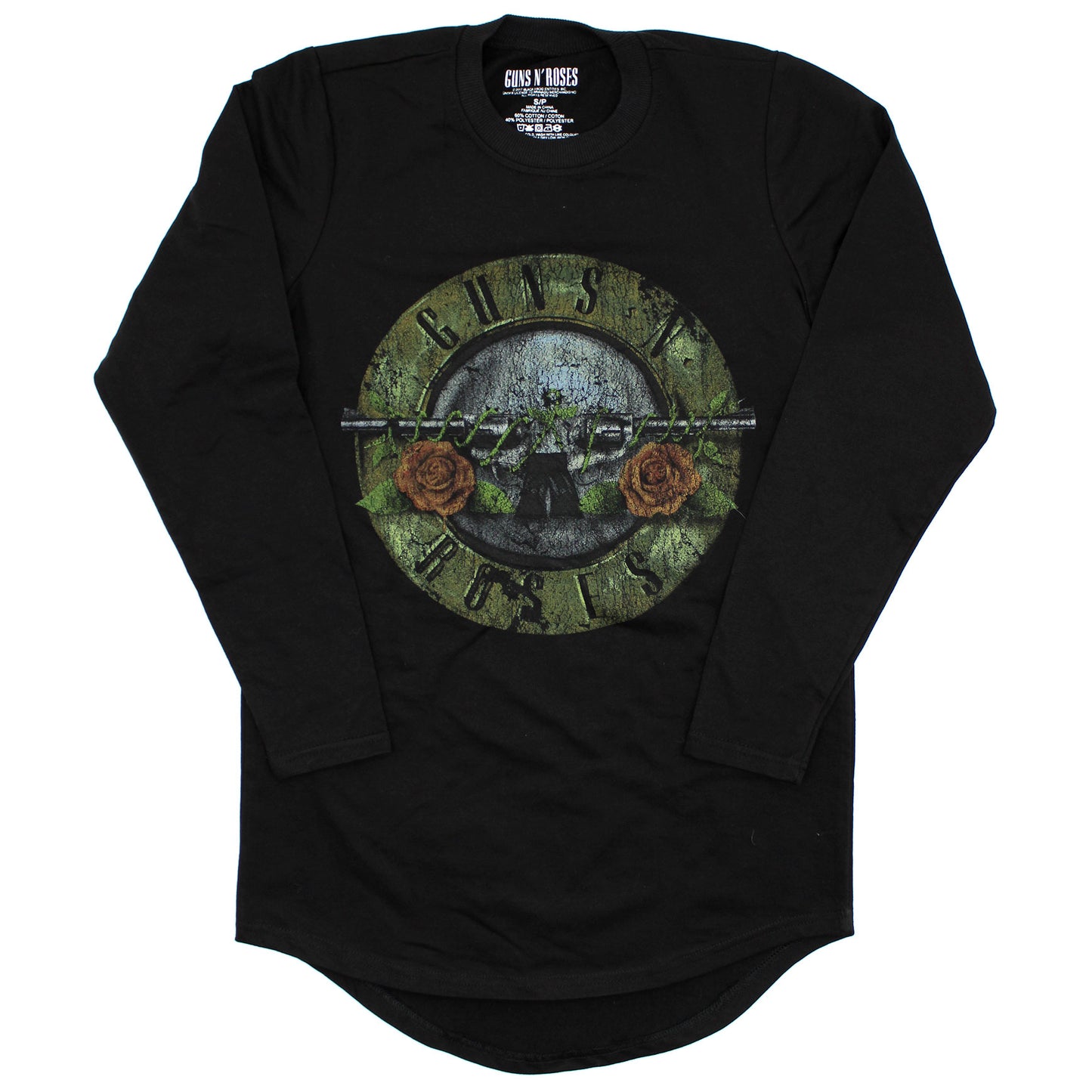 Guns N Roses Distressed Logo Ultra Thick Long Sleeve Tee Long Sleeve Front