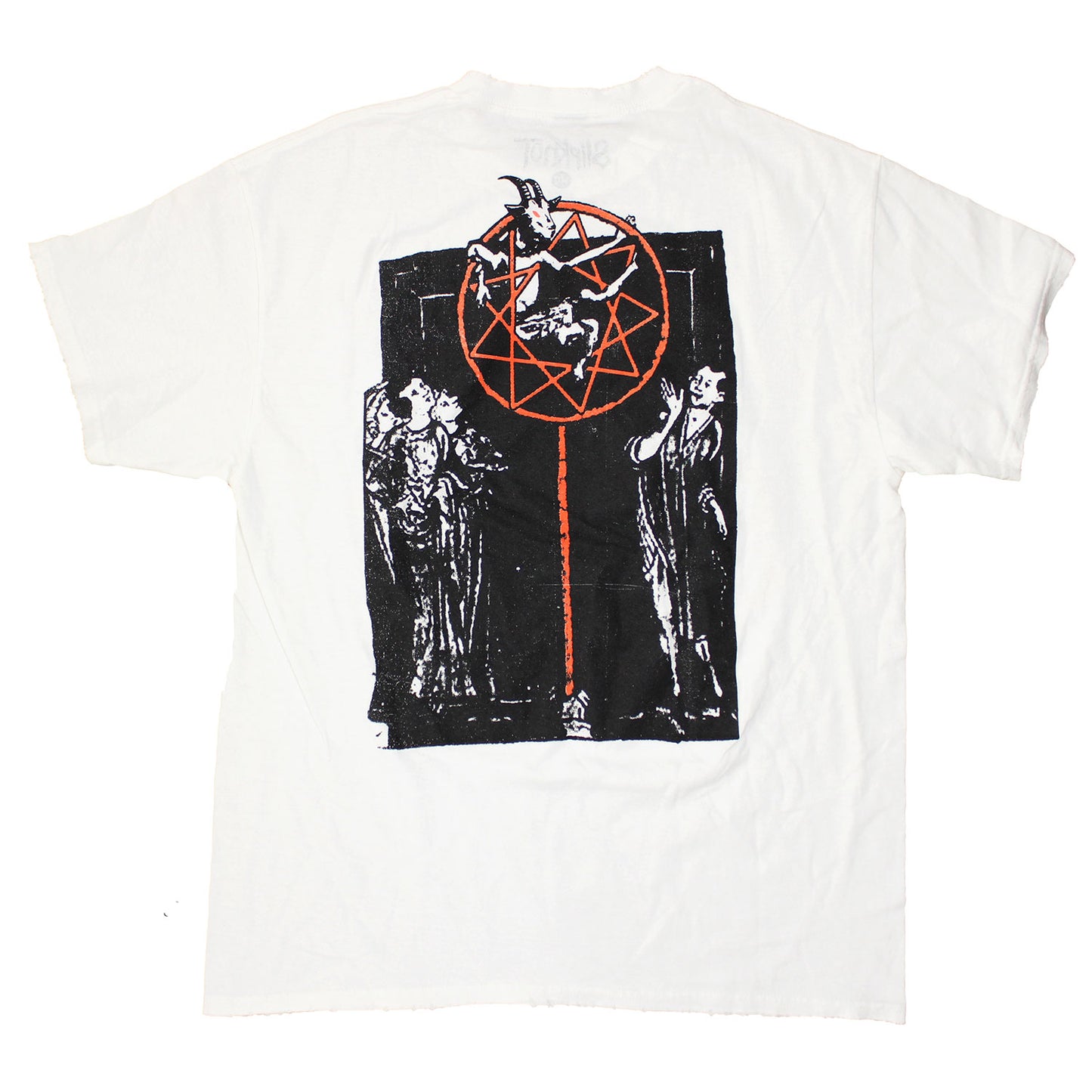Slipknot Vintage Black & White Photo Above Red Logo Vintage T-shirt Back