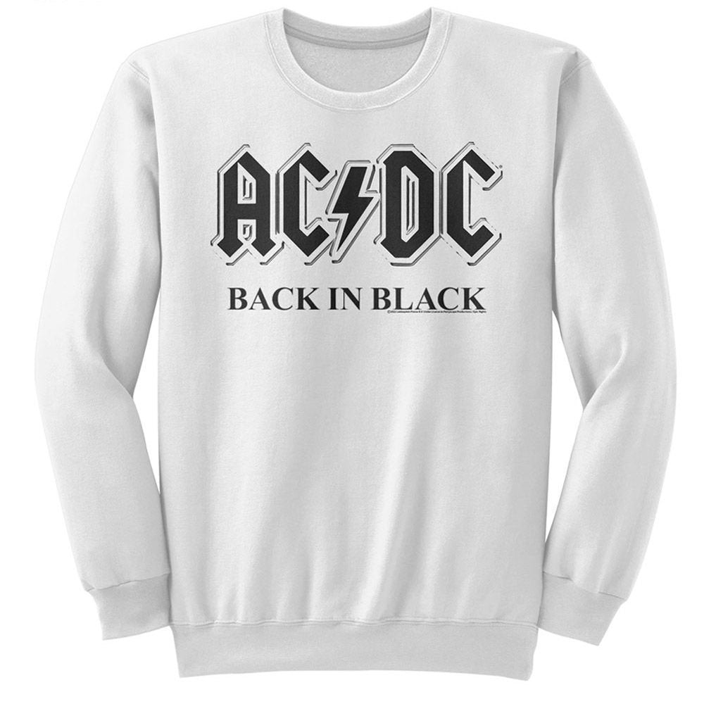 AC/DC Back In Black White Sweatshirt Front