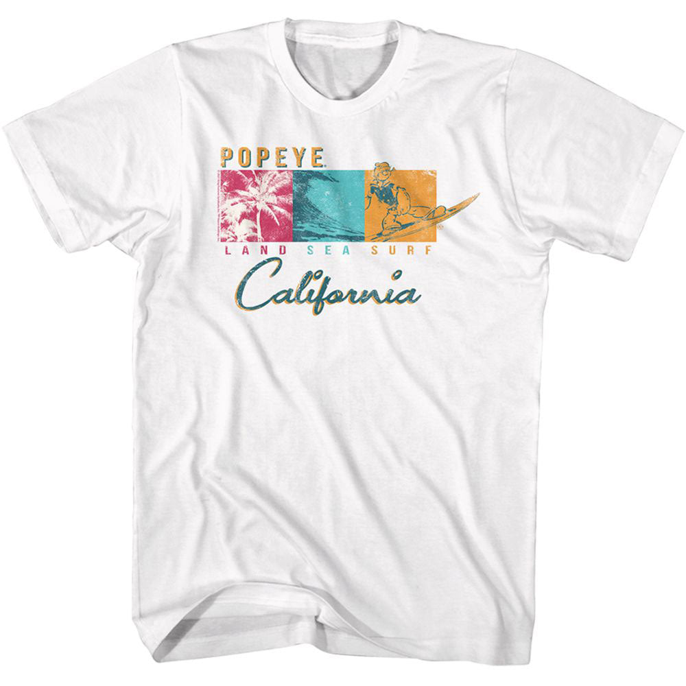 Popeye Land Sea Surf T-shirt Front