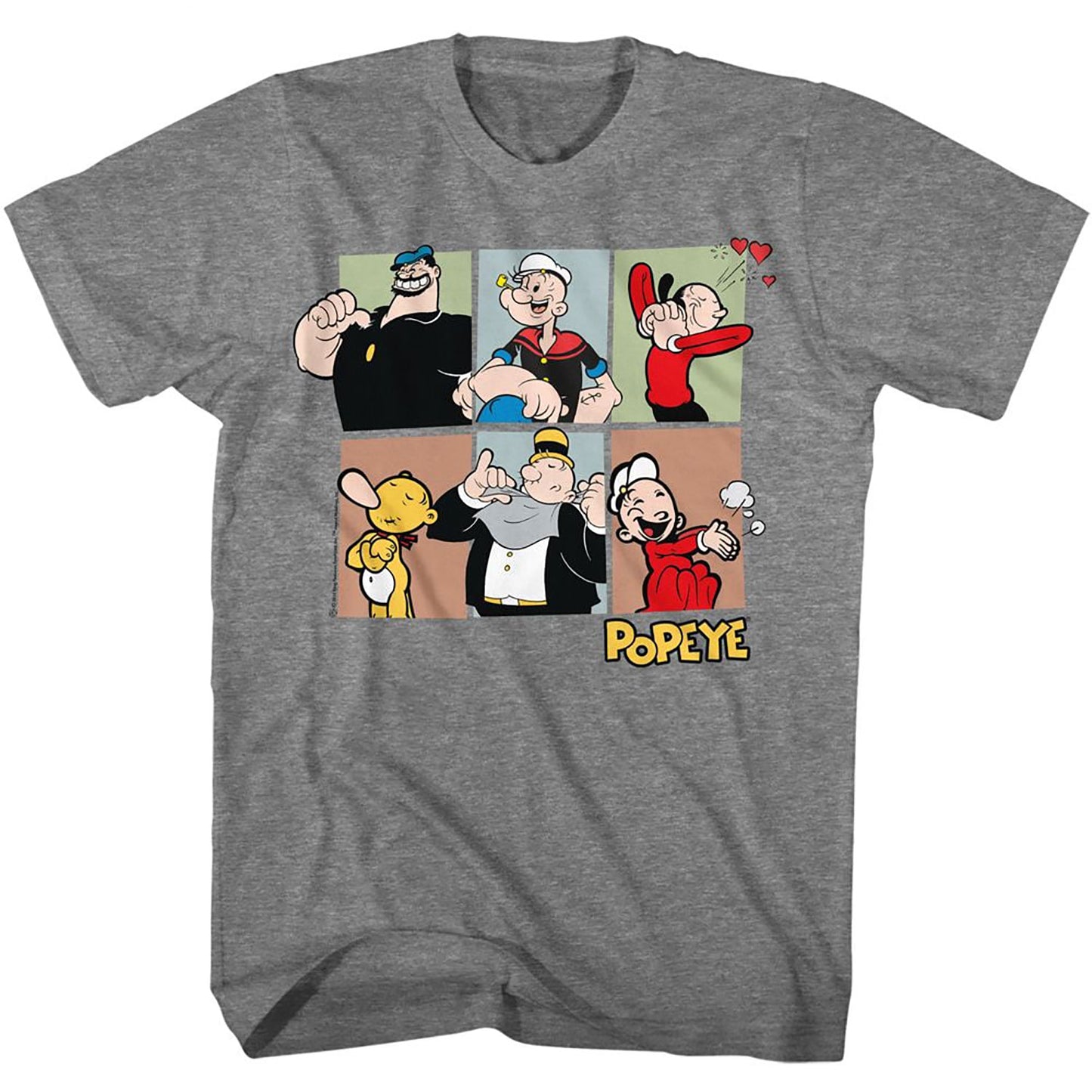 Popeye Six Character Squares T-shirt Front