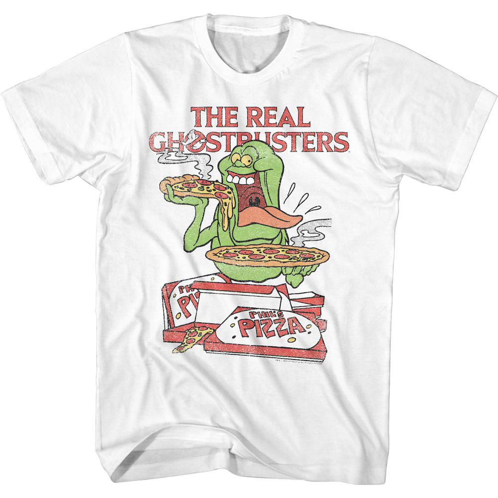 Ghostbusters Slimer And Pizza T-shirt Front