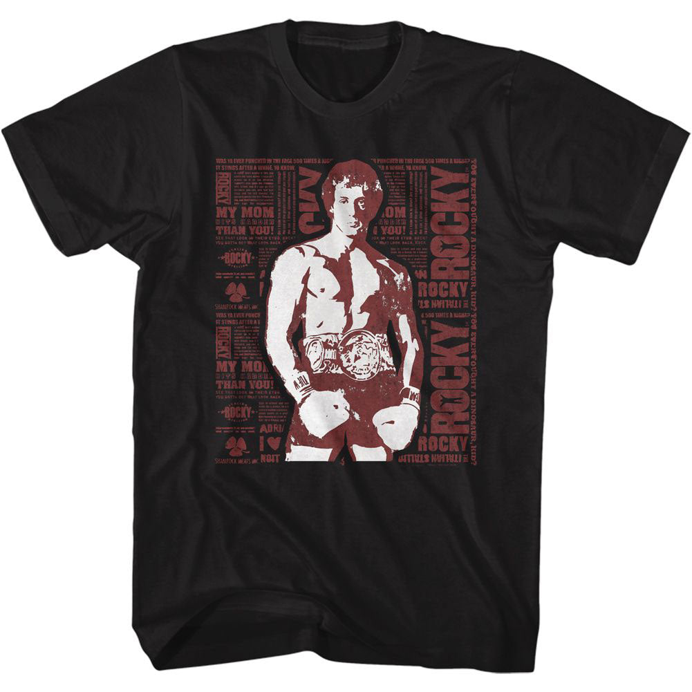 Rocky Newspaper Print T-shirt Front
