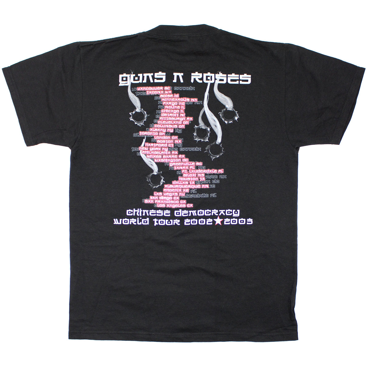 Guns N Roses Chinese Democracy Bullet Star With Tour Info T-shirt Back