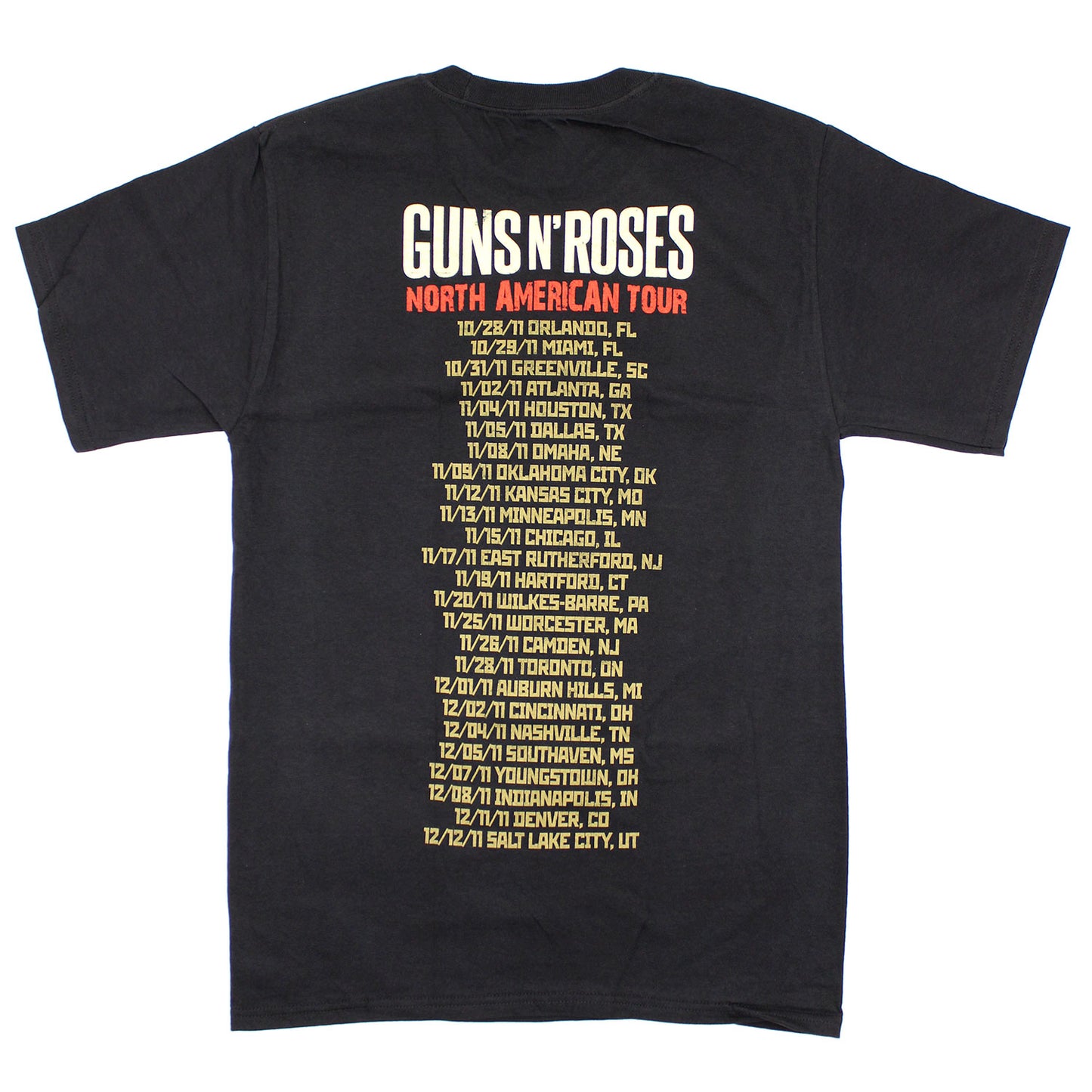Guns N Roses Propaganda Tour 2011 T-shirt Back