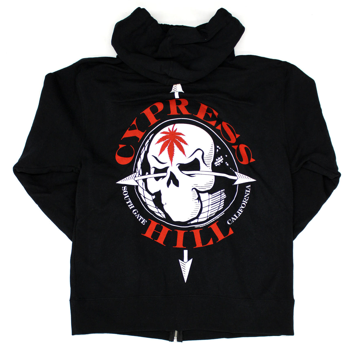 Cypress Hill South Gate California Zippered Hooded Sweatshirt Back
