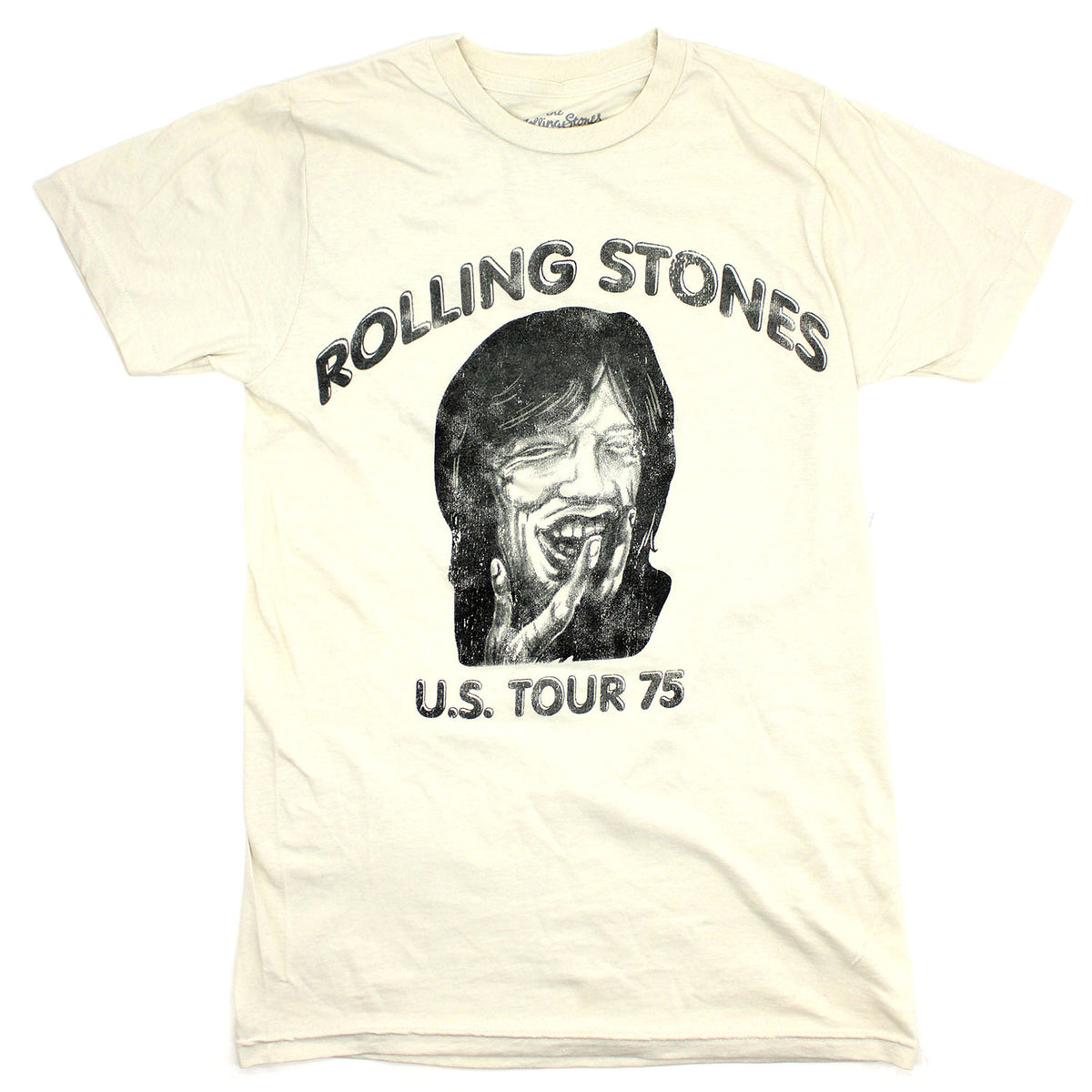 Rolling Stones Mick Drawing 1975 U.S. Tour Tee (Off White) T-shirt Front