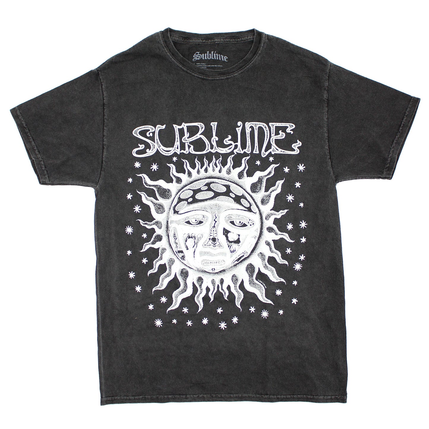 Sublime Vintage Grey & White Sun & Stars Logo Vintage T-shirt Front