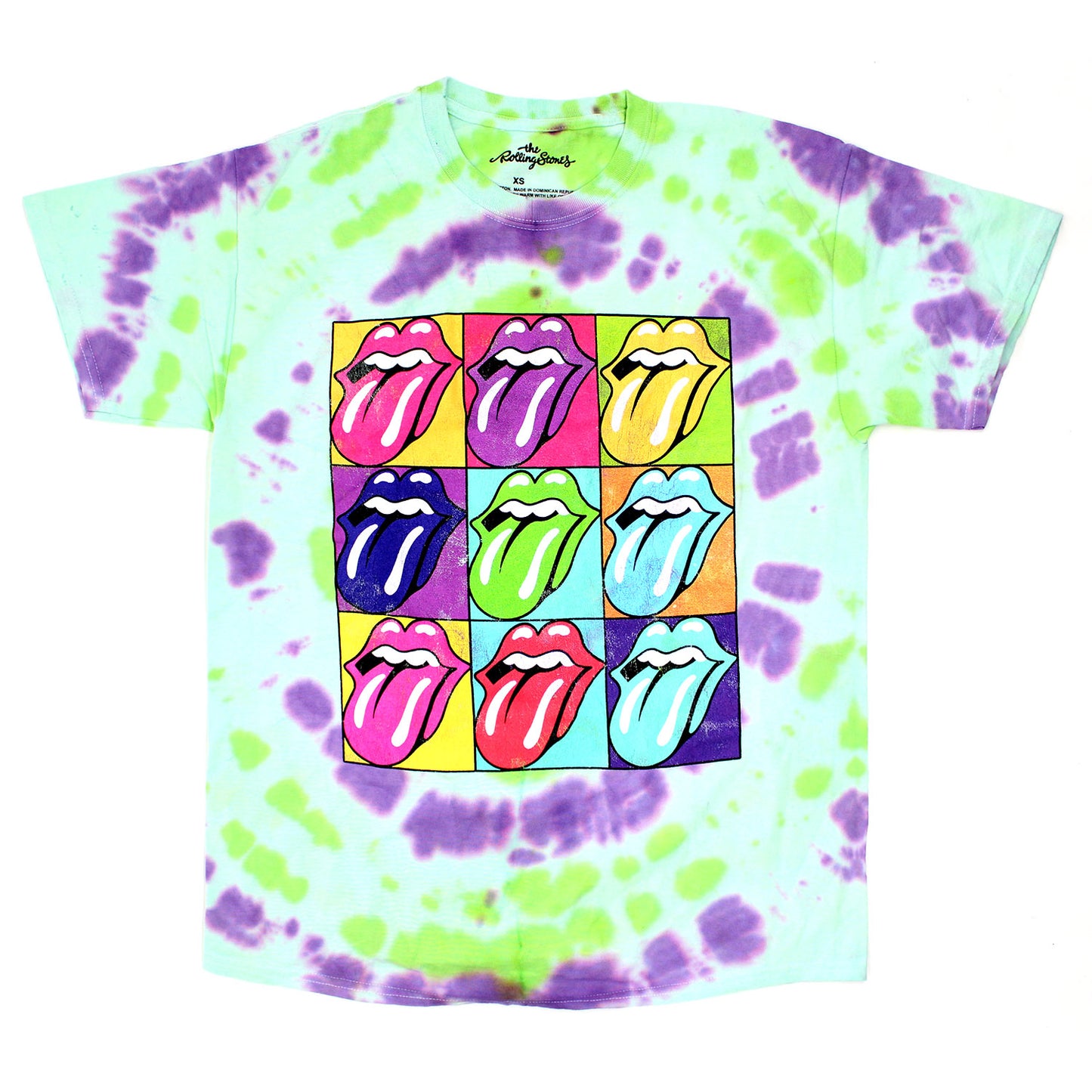 Rolling Stones Pop Art Tongues Tie Dye T-shirt Front