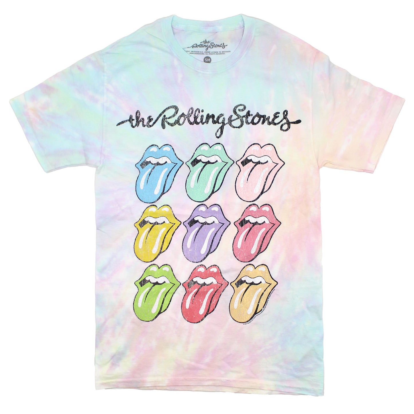 Rolling Stones Pastel Tongues Tie Dye T-shirt Front