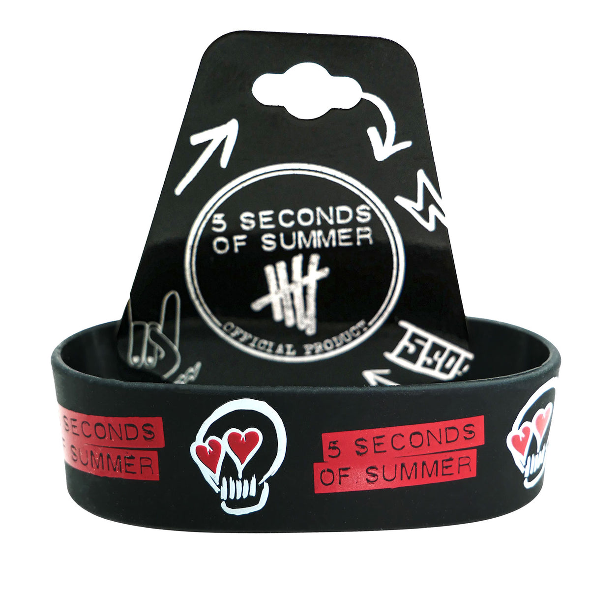 5 Seconds Of Summer Repeat Skull Rubber Bracelet Front