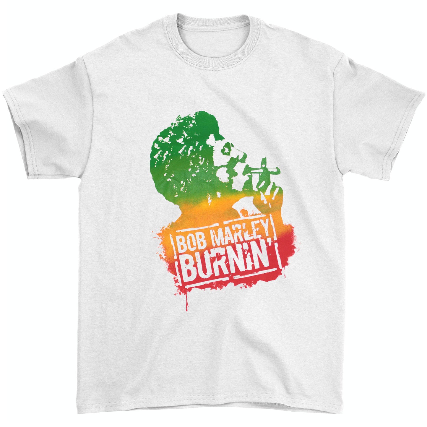 Bob Marley Tri Color Burning Tee T-shirt Front