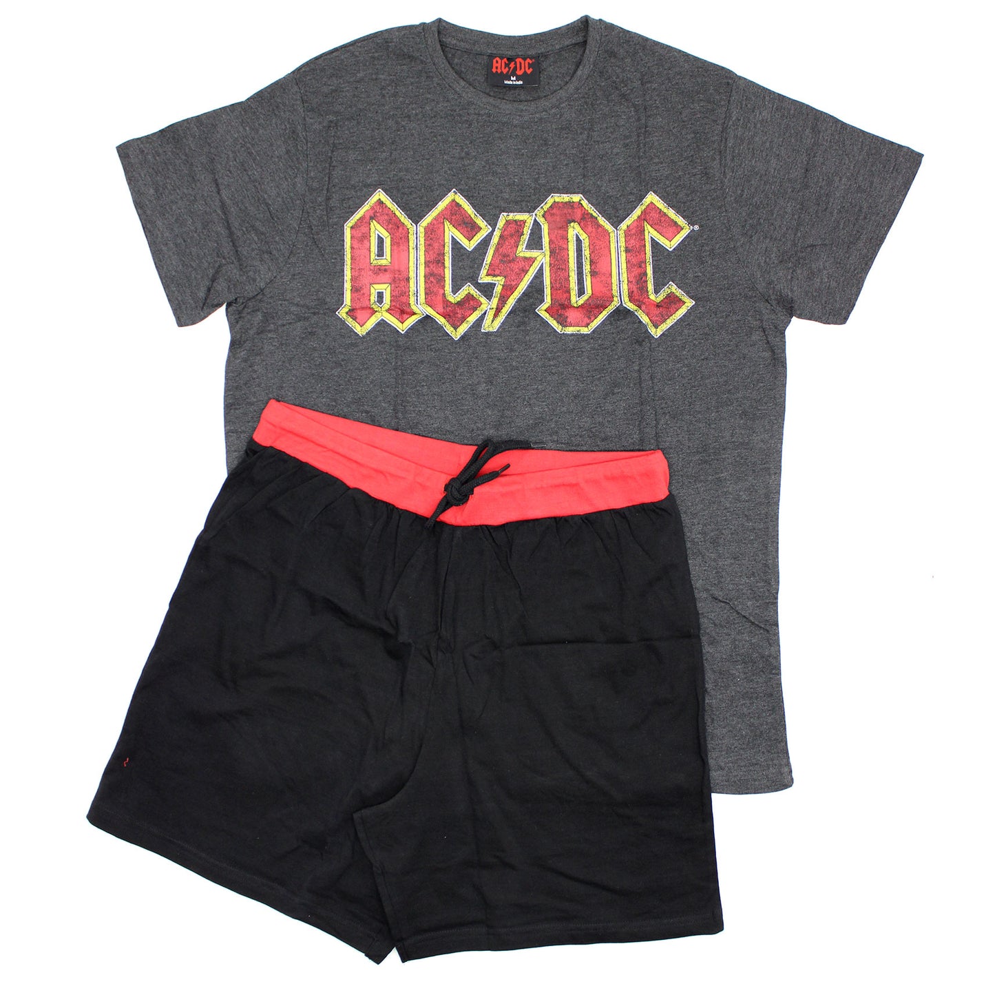 AC/DC Vintage Distressed Logo Tee & Shorts Set Sleepwear Front