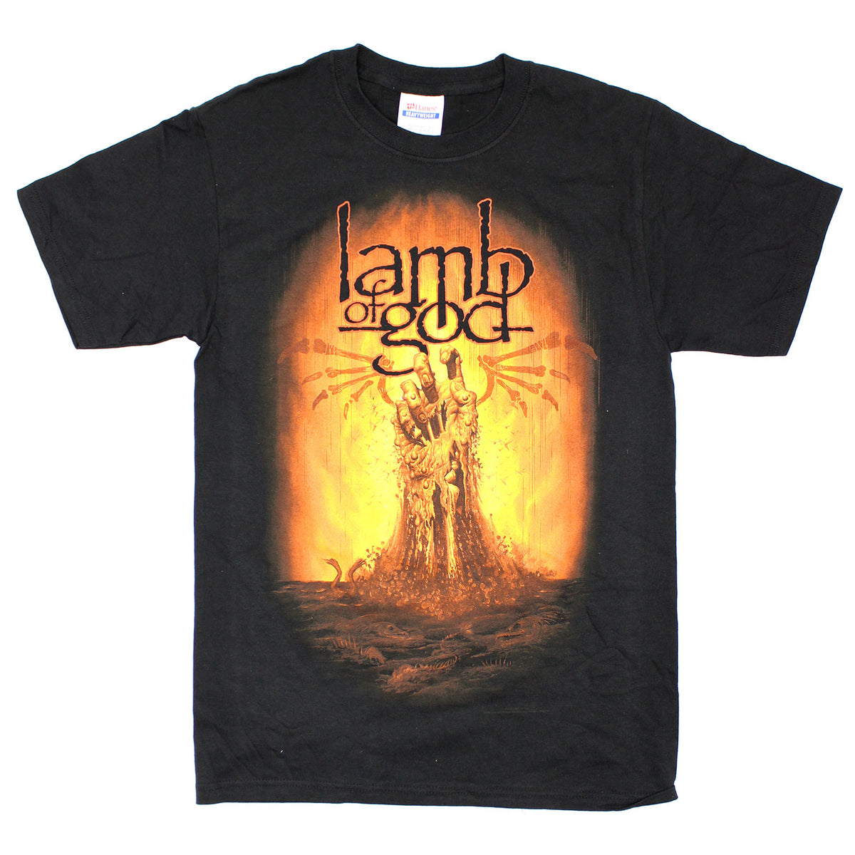 Lamb Of God Burning Hand T-shirt Front