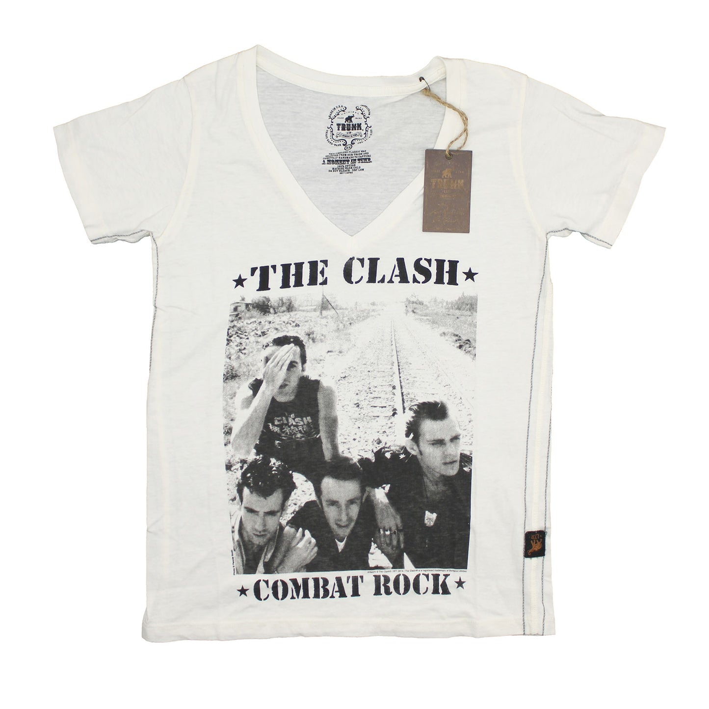 Clash Combat Rock V-Neck by TRUNK LTD Vintage T-shirt Front