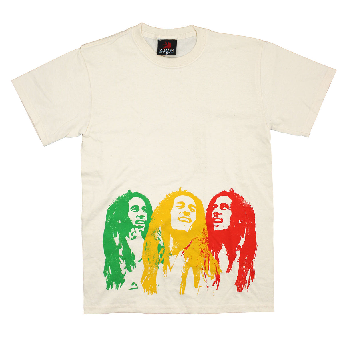 Bob Marley Tri-Face on Natural Tee T-shirt Front