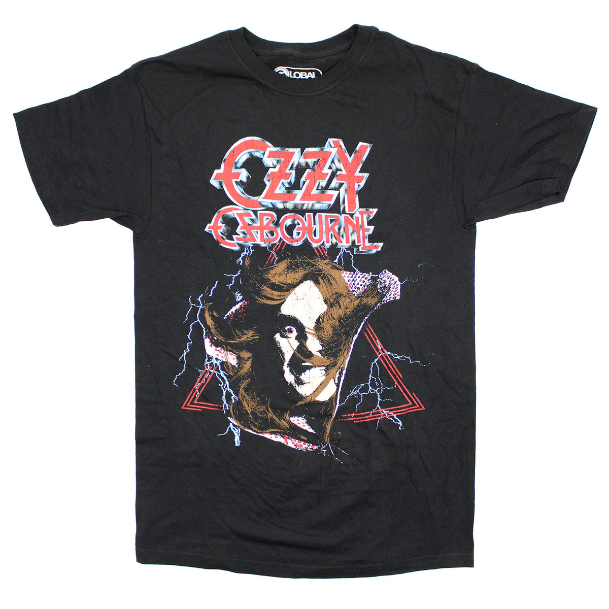 Ozzy Osbourne Vintage Distressed Face Within Triangle T-shirt Front