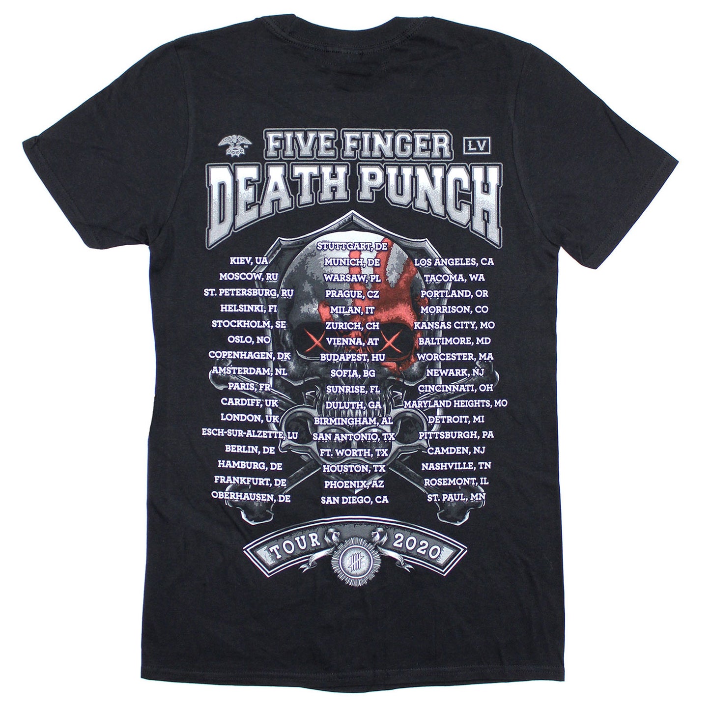 Five Finger Death Punch Original Fortis Fortuna 2020 World Tour Concert T-shirt Back
