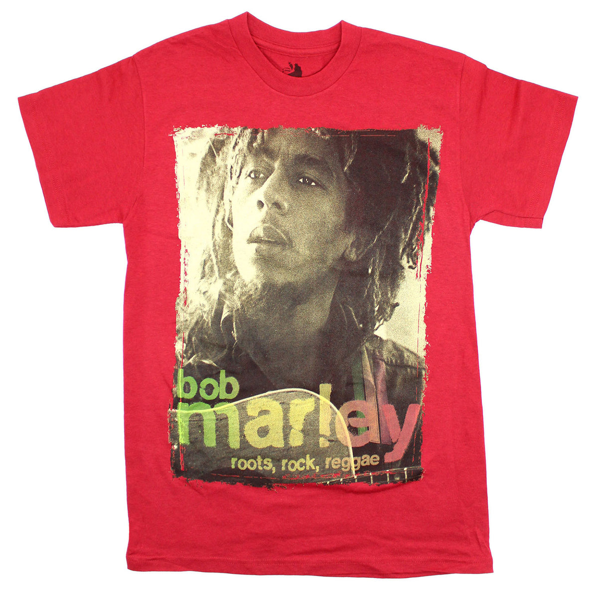 Bob Marley Vintage Photo on Maroon Tee T-shirt Front