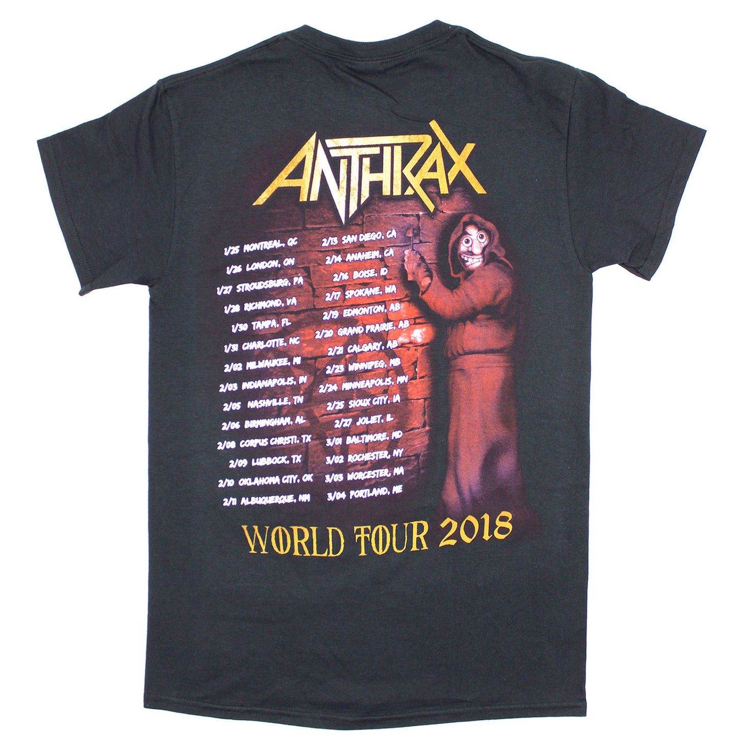 Anthrax World Tour 2018 T-shirt Back