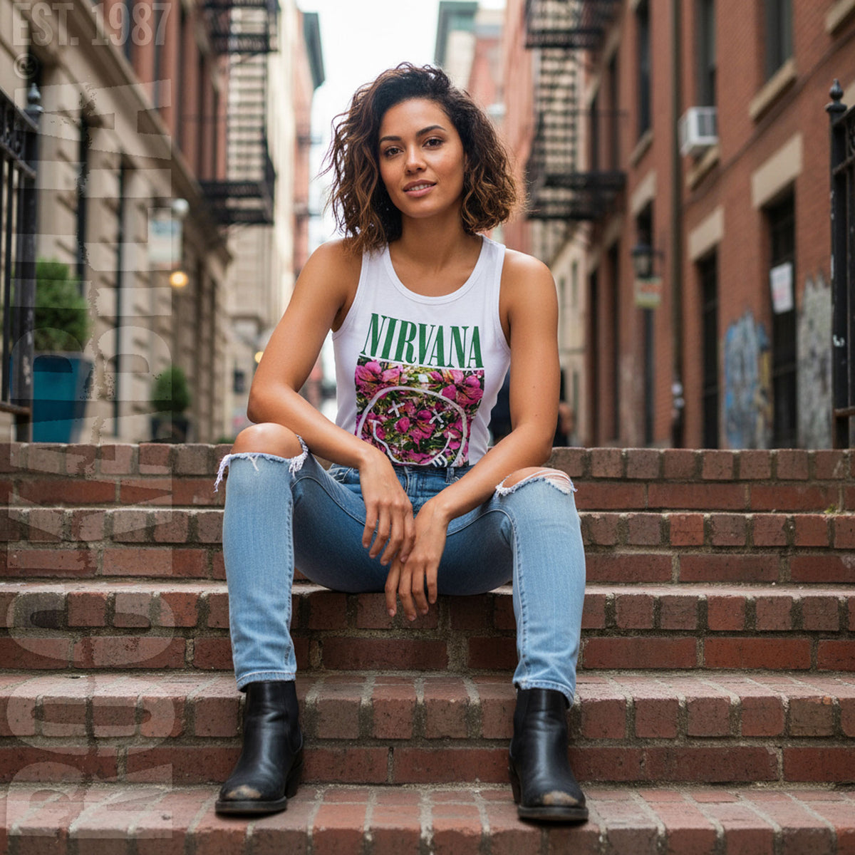 Nirvana Floral Collage Womens Tank Alt 2