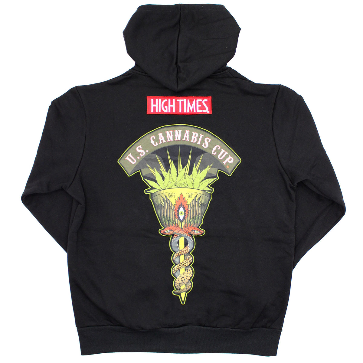 High Times Cannabis Cup Harvest Cut & Sew Embr. Zip Up Hooded Fleece Zippered Hooded Sweatshirt Back