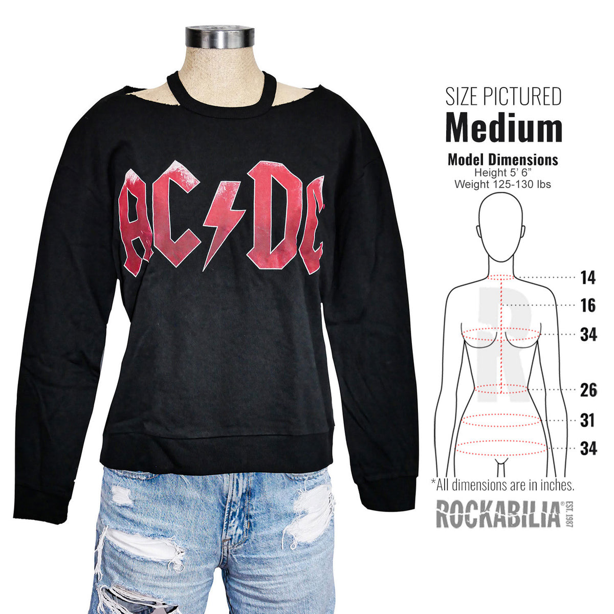 AC/DC Red Logo With Cut Collar Junior Top Alt 3