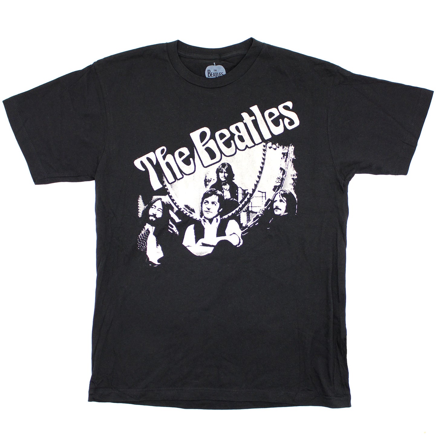 Beatles Vintage Distressed Taupe Logo & Photo T-shirt