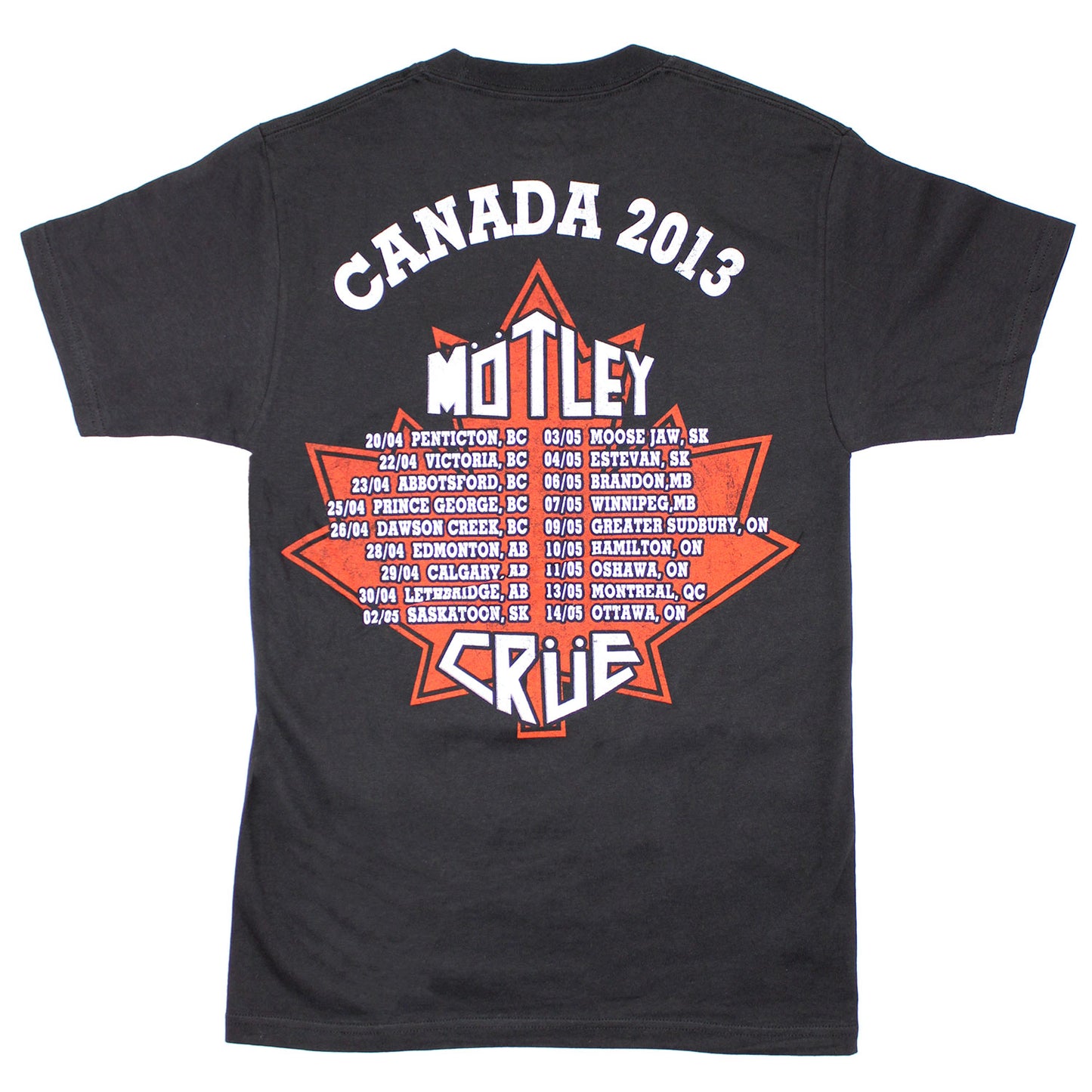 Motley Crue Original Bad Boys 2013 Canadian Tour Concert T-shirt Back