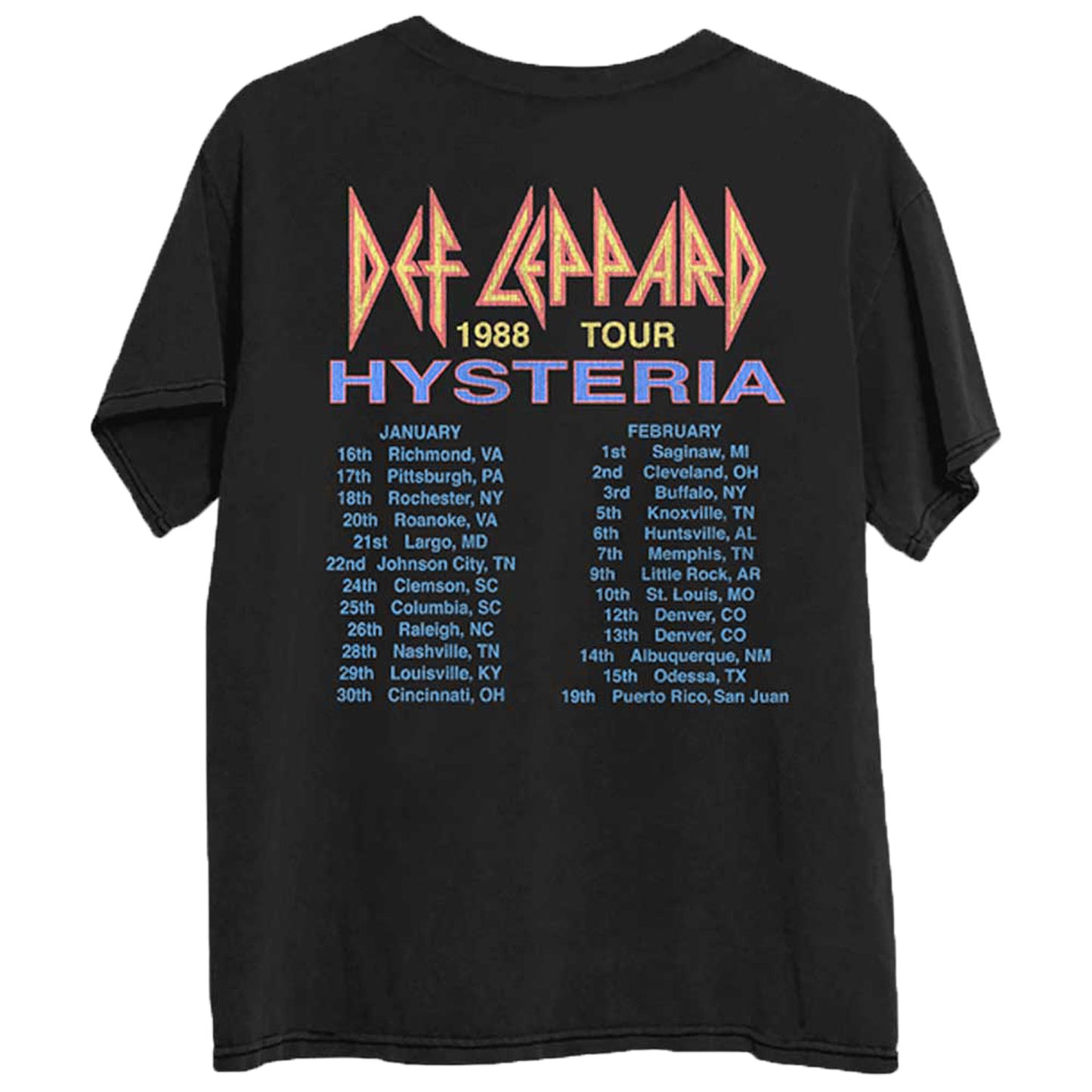 Def Leppard Hysteria '88 T-shirt Back