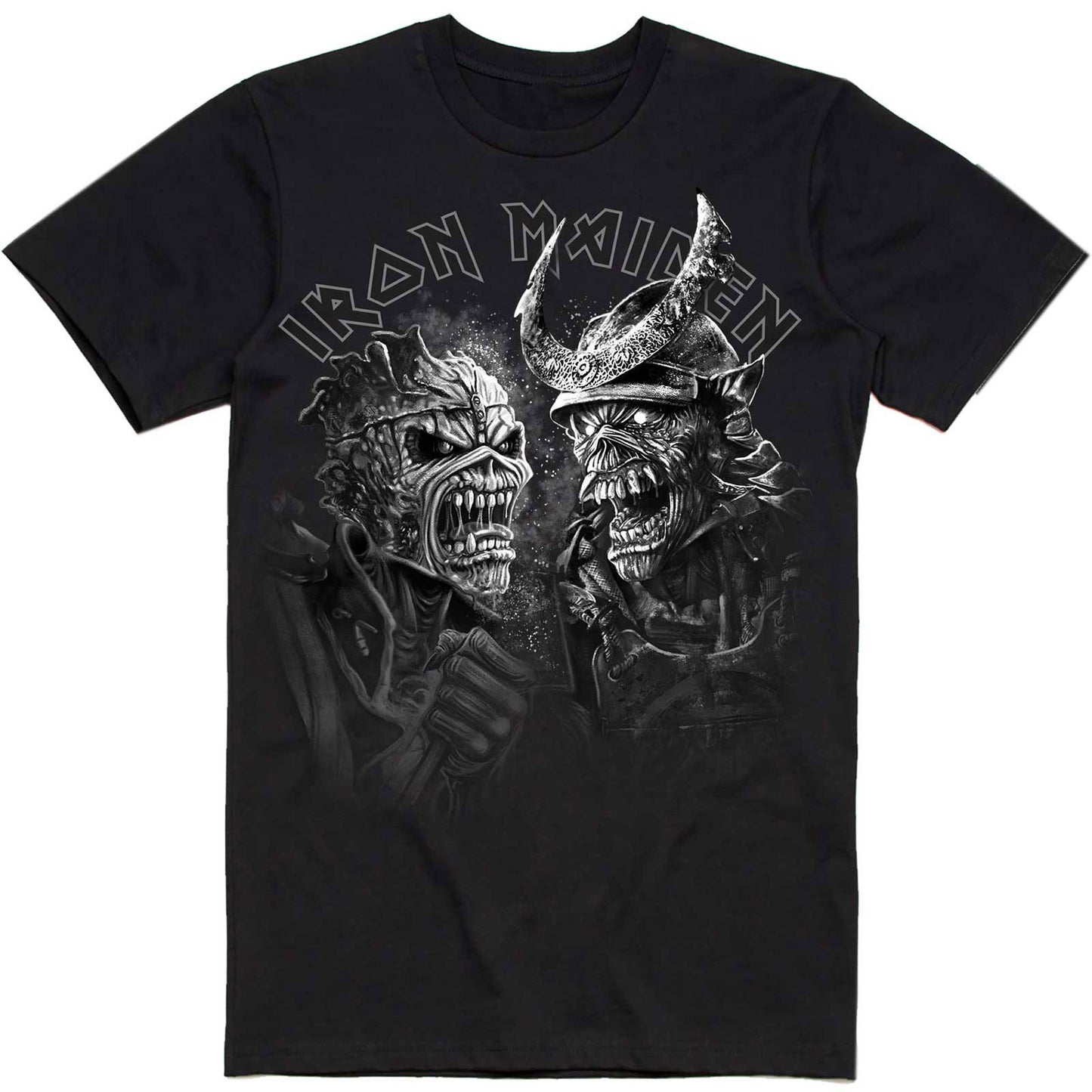 Iron Maiden Senjutsu Large Grayscale Heads T-shirt Front