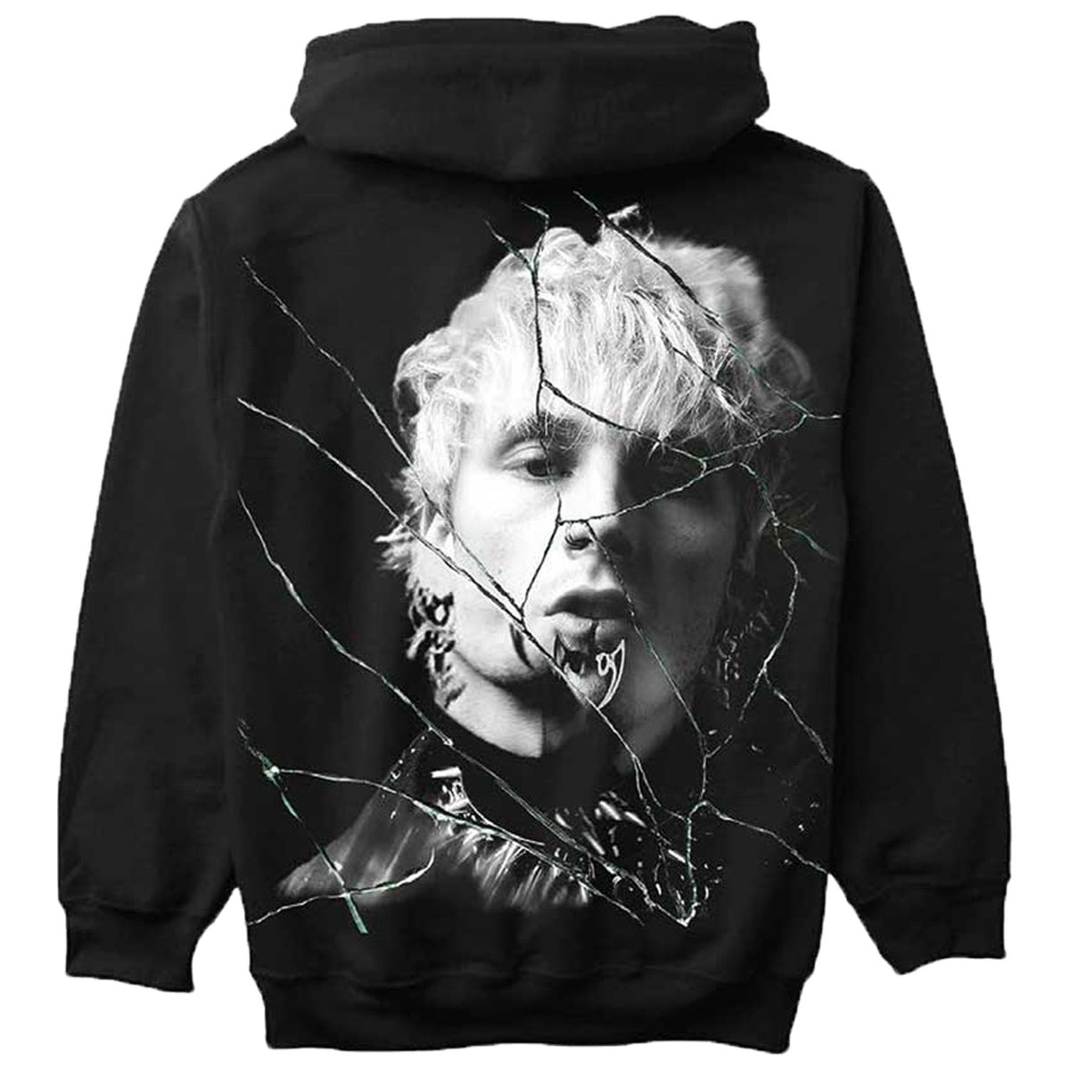 Machine Gun Kelly (Music) Cracked Glass Hooded Sweatshirt Back