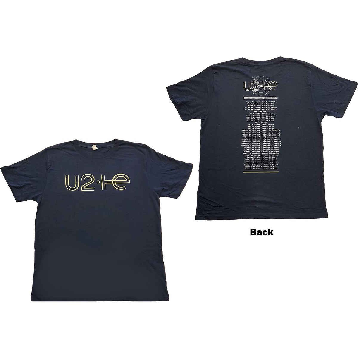 U2 I+e 2015 Tour Dates T-shirt Front