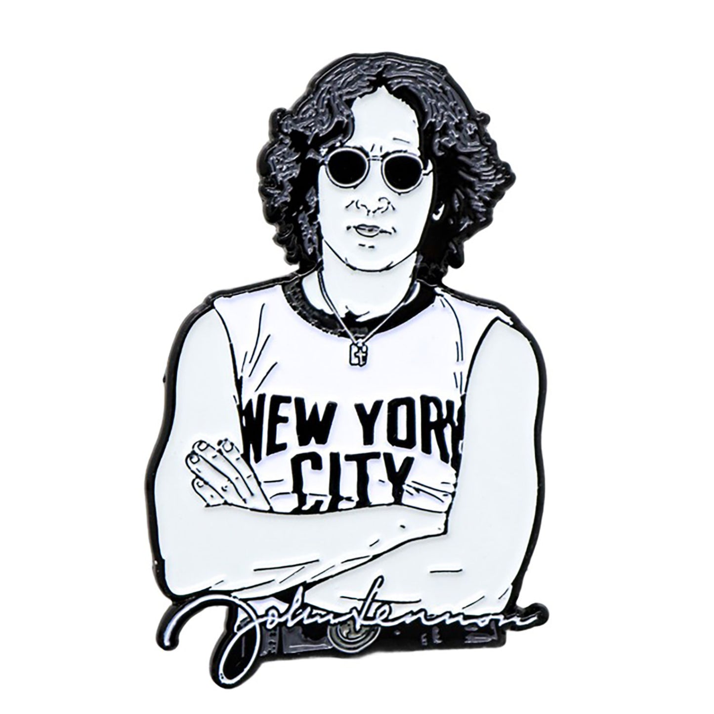 John Lennon NYC Enamel Pin Pewter Pin Badge Front