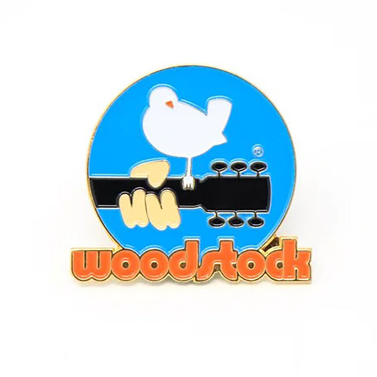 Woodstock Logo Enamel Pin Pewter Pin Badge Front