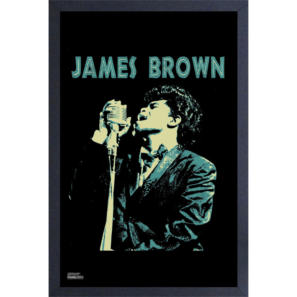 James Brown Singing Blue Framed Wall Art Front