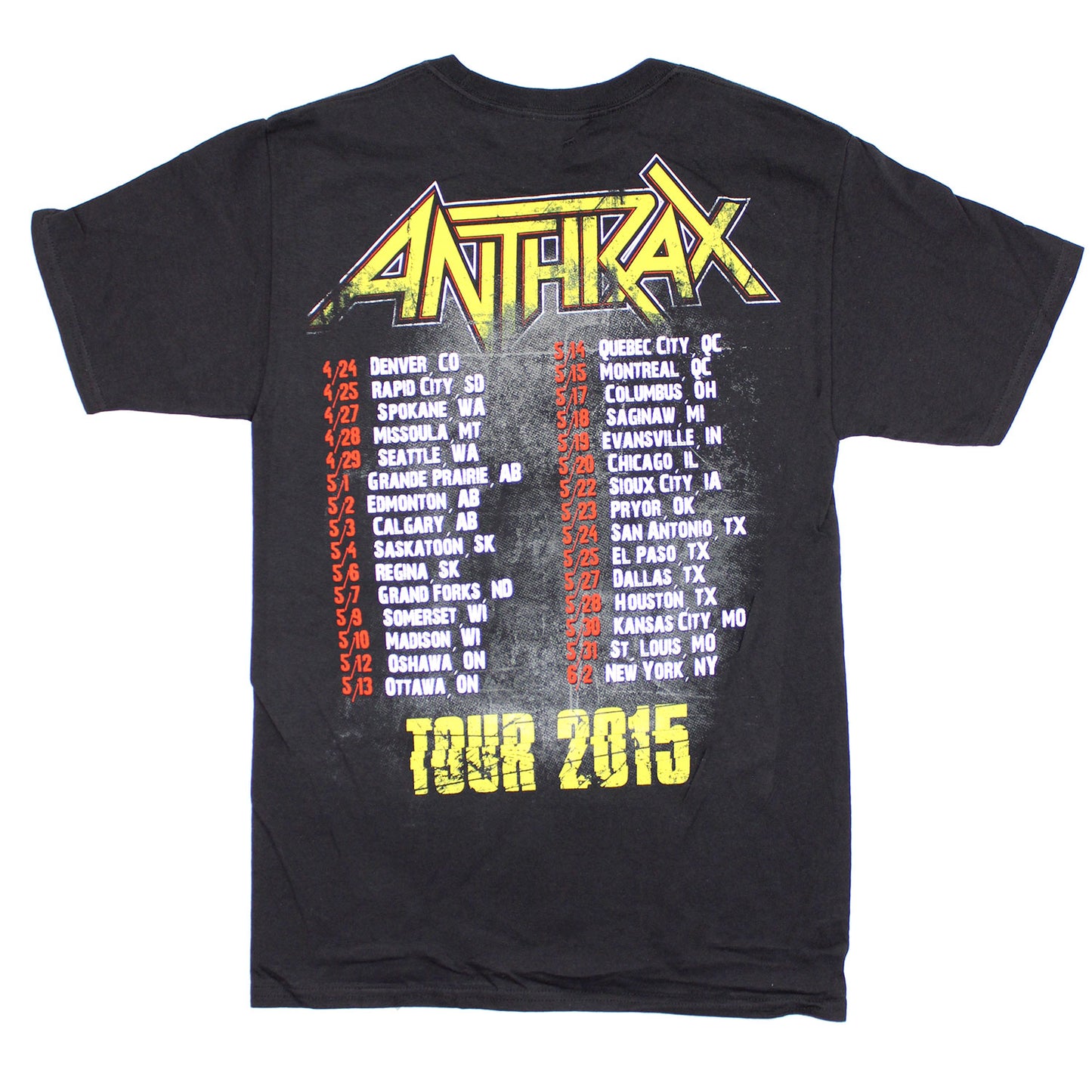 Anthrax Cracked NOT Man 2015 Tee (D - NY) T-shirt Back