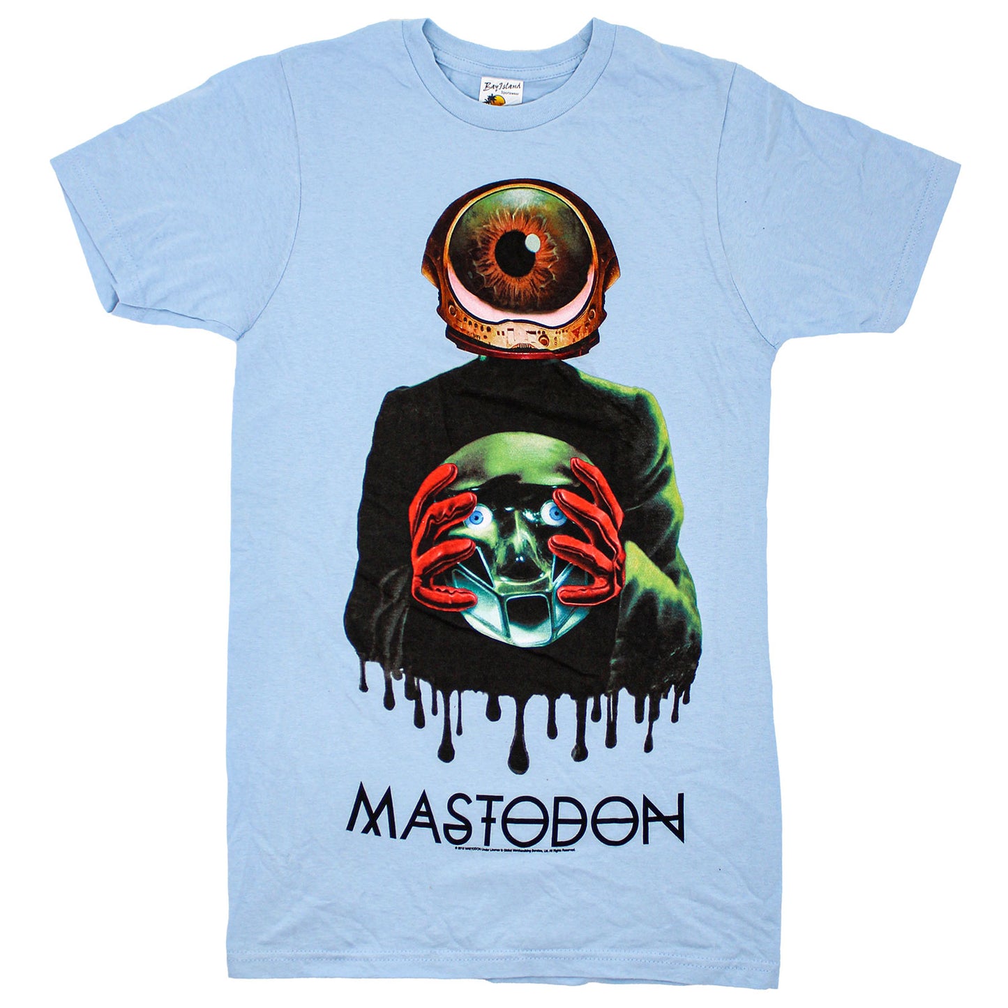 Mastodon Eyeball Character Holding Head Art & Logo T-shirt Front