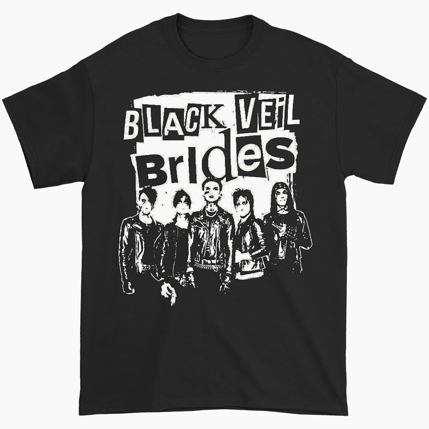 Black & White Band Photo & Newspaper Ransom Logo T-shirt