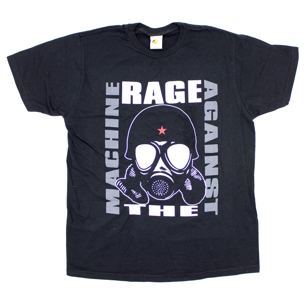 Rage Against The Machine Boxed Logo With Gas Mask T-shirt Front