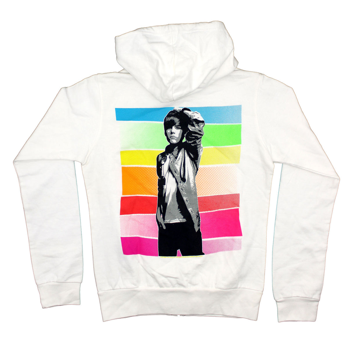 Justin Bieber Color Stars Junior Zip Up Hooded Fleece Girls Jr Hooded Sweatshirt Back