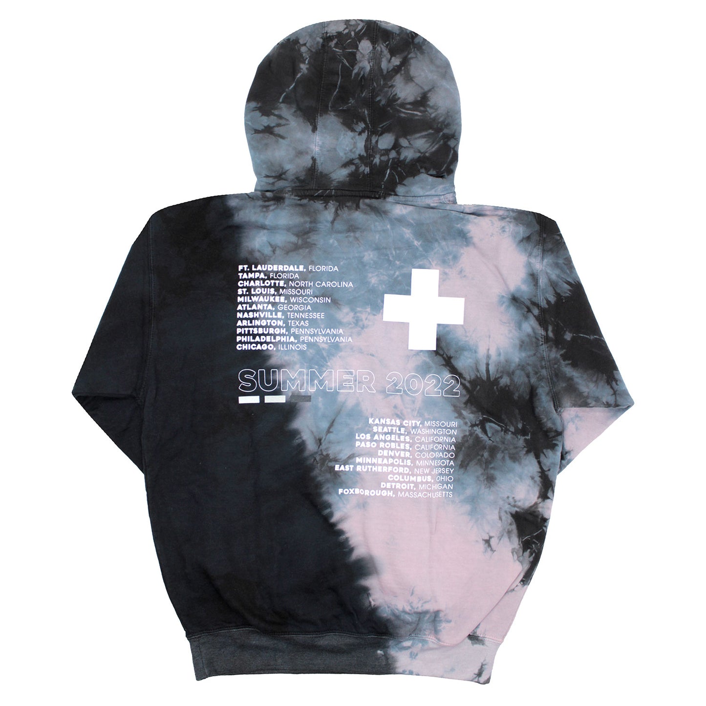 Dan + Shay White Cross '22 Pull Over Tie Dye Hooded Fleece Hooded Sweatshirt Back