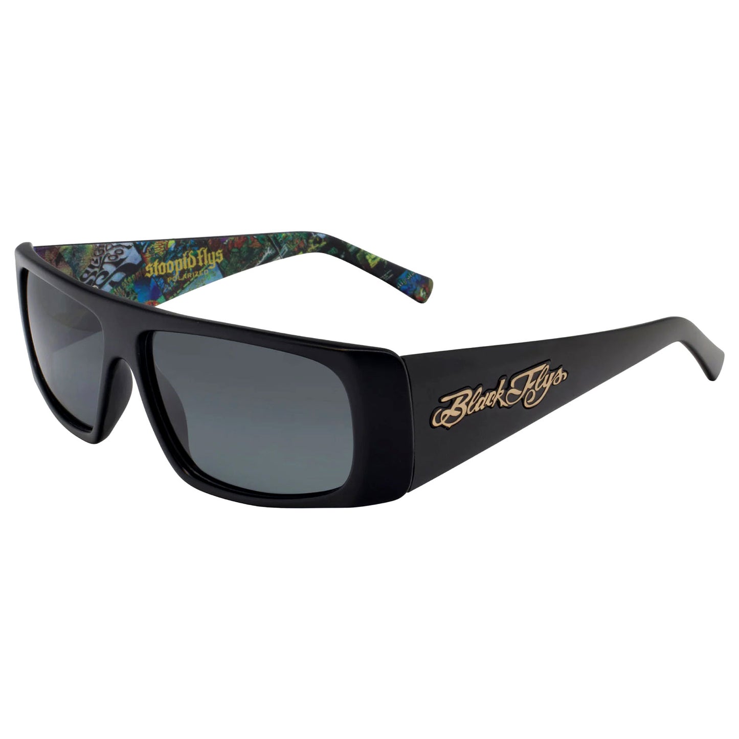 Slightly Stoopid Stoopid Fly Album Art Sunglasses Matte Black w/ Smoke Polarized Lens Sunglasses Front