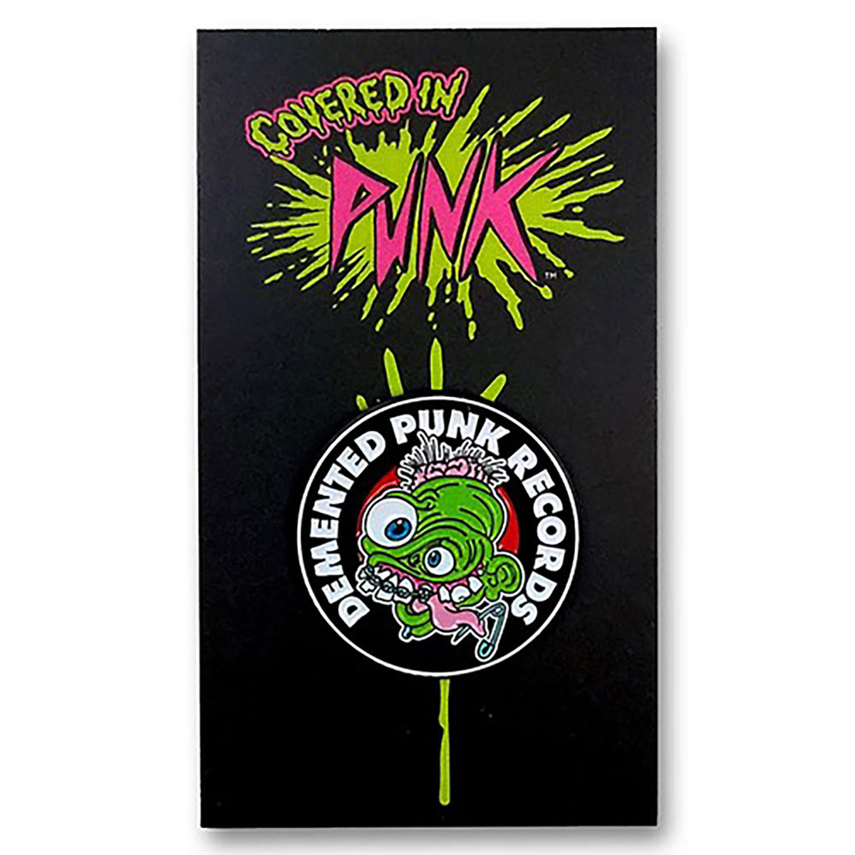 Demented Punk Logo Enamel Pin by Stephen Blickenstaff Pewter Pin Badge Back