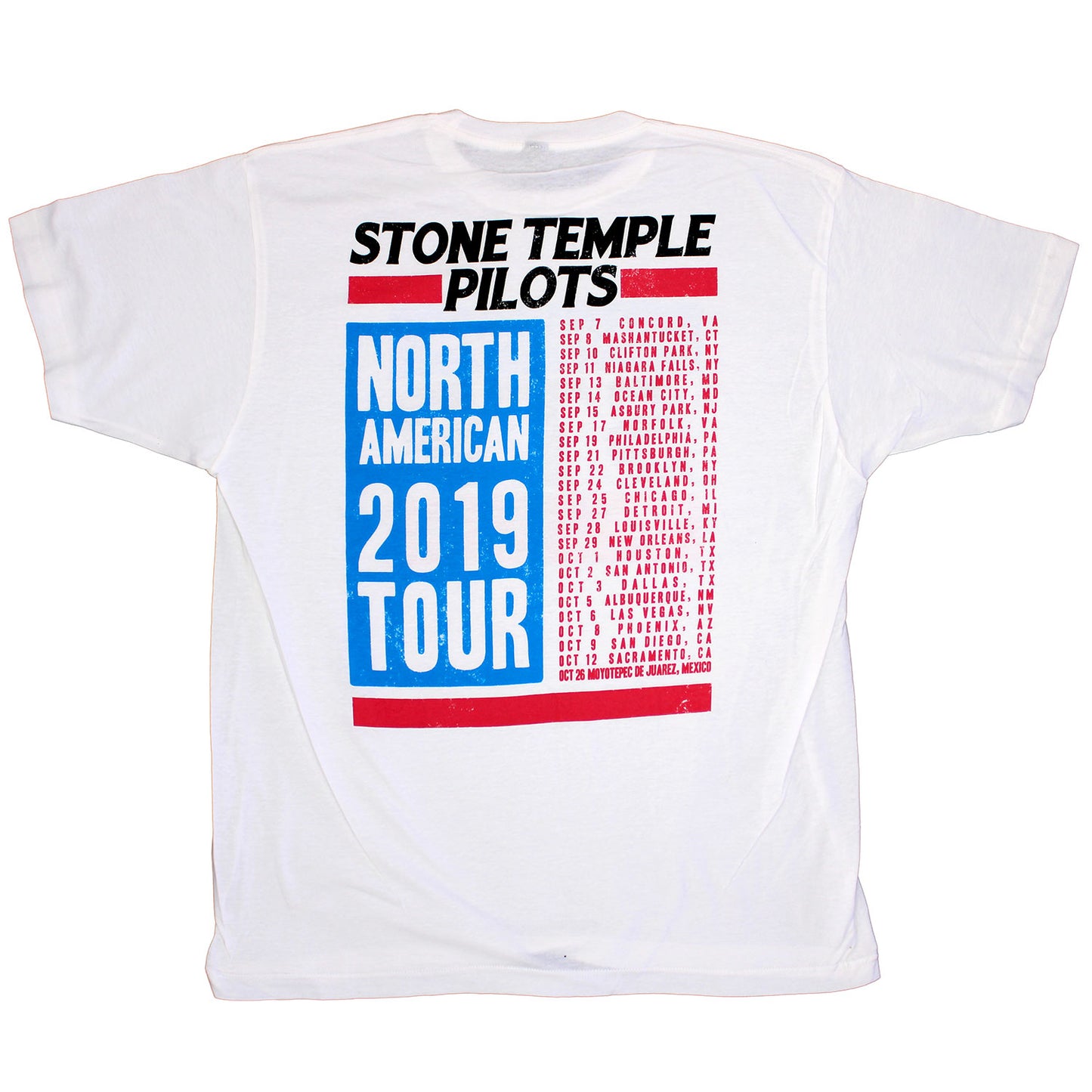 Stone Temple Pilots Blue & Red Stripes 2019 North America Tour T-shirt Back