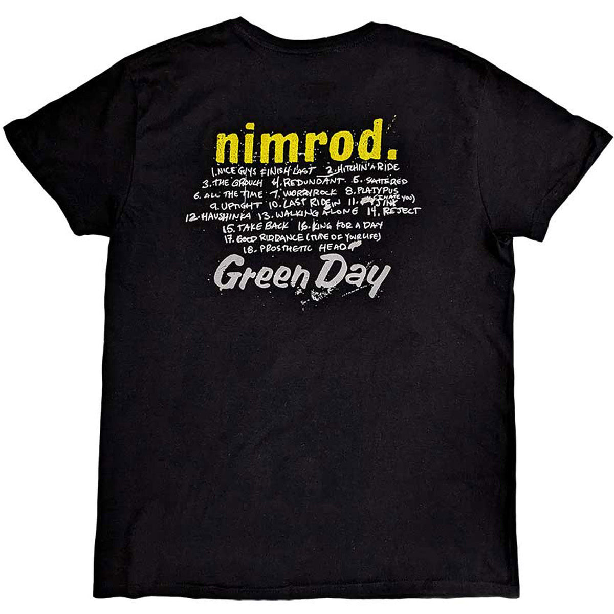 Green Day Nimrod Tracklist T-shirt Back
