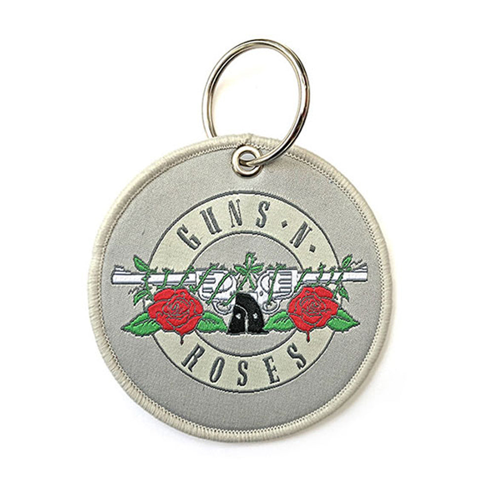 Guns N Roses Silver Circle Logo Embroidered Key Chain Front