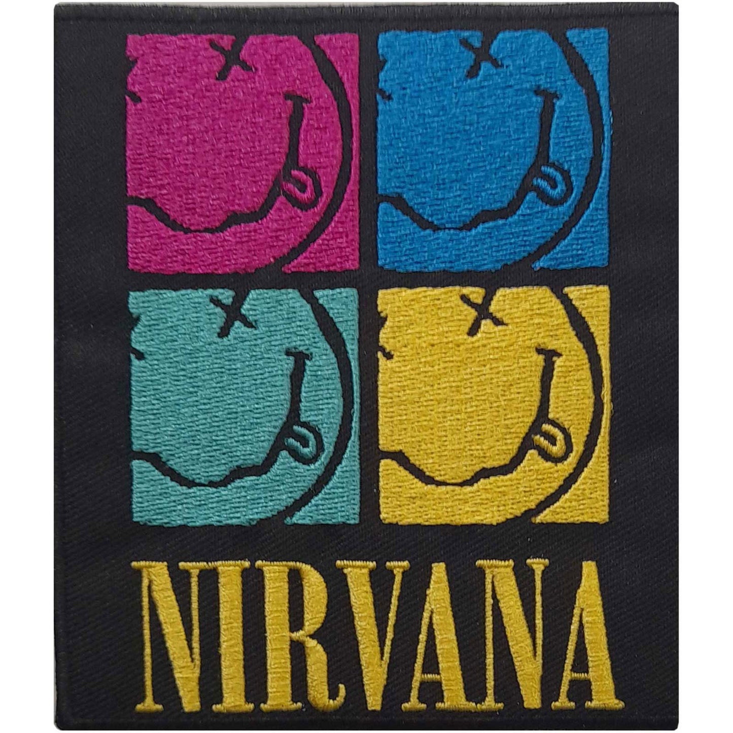 Nirvana Smiley Squares Woven Patch Front